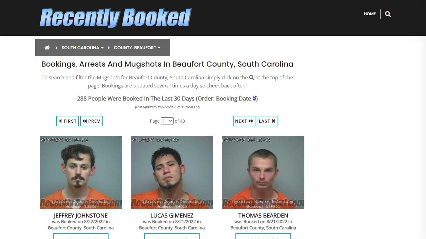 Bookings, Arrests and Mugshots in Beaufort County, South Carolina